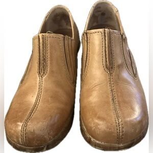 Ariat Luxury Full Grain Leather Natural Light Tan Tone Slip On Clogs Shoes Sz 9